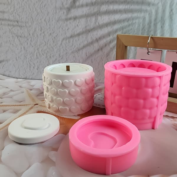Cylinder Lys Kop Silikoneforme Epoxy Resin Form Lysbeholder med Låg Form