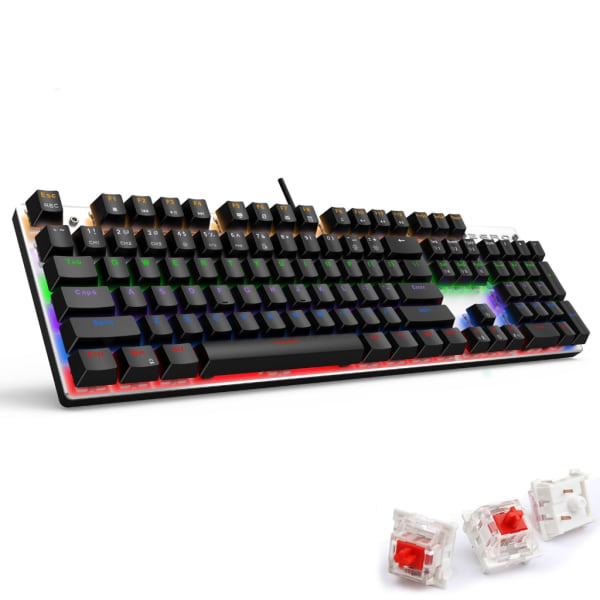 Tangentbord med 104 tangenter Gaming Mekaniska tangentbord RGB-bakgrundsbelyst USB -trådbunden PC Gamer-tangentbord Blå/svart/röd axel Vattentät Black - Black Switch