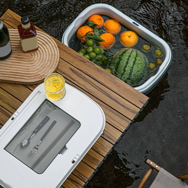 Bärbar utomhus resemat frukt vattenbehållare förvaringskorg hopfällbar Dark gray