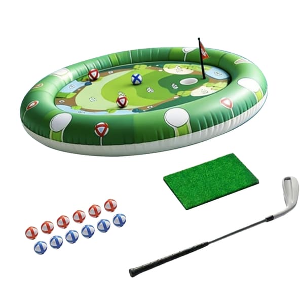Premium uppblåsbart golfmål i PVC för vattenlek inklusive justerbar klubba