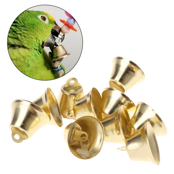 10 st gyllene klockor för hantverk Metall ringklocka Heminredning DIY Fågel Pedagogisk leksak Papegoja Tuggleksaker Tillbehör