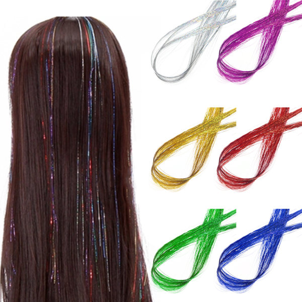 Tinsel Hair Synthetic Extensions Flareing Accessoarer Tinsel Shiny Glitter 92cm 36 inches