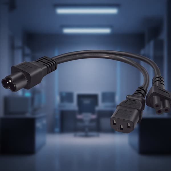 MultiDevice strømforsyningskabel 30 cm længde C6 han til C5 hun C13 stik