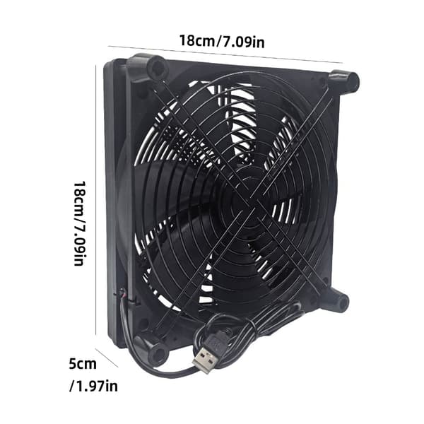 Router Køleventilator PC Køling TV Box Trådløs Stille 5V USB Strøm 180Mm Ventilator