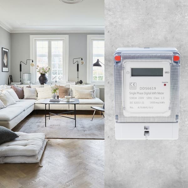 Elektrisk husholdningsmåler med LCD-display til vægmontering for effektiv styring
