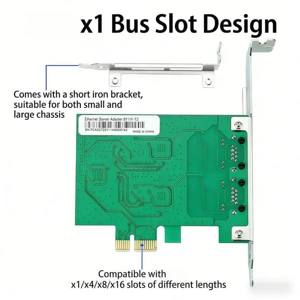 2-portars 1000Mbps PCIE X1 till RJ45 nätverksadaptrar stöder Jumbos Frame