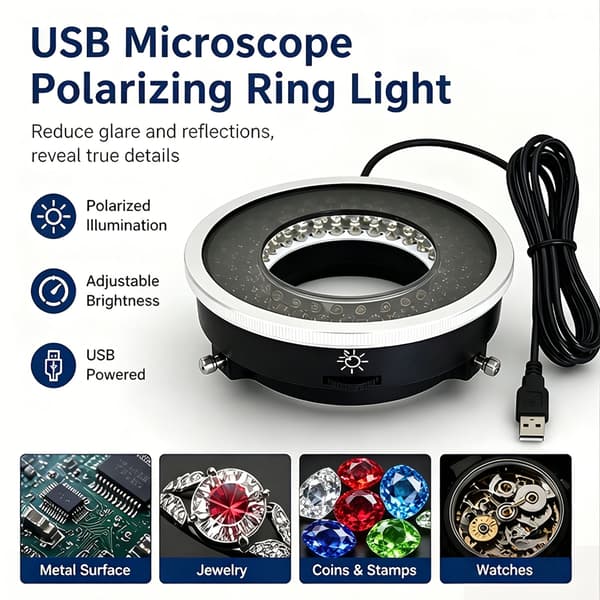 Refleksjonskontroll Mikroskop Ringlys med USB-dimming