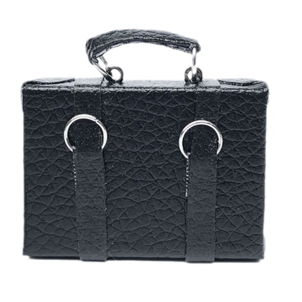 Dukkehus Mini skinnkoffert Mote miniatyrleker Trunk Clutch håndvesker Black