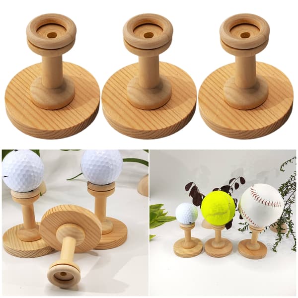 3 st Trä Basebollhållare Golf Tennisboll Stödfäste Displayställ