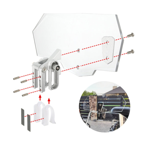 Motorcykelförlängningsspoiler Vindruta Luftflöde Justerbar vindruteavvisare Transparent