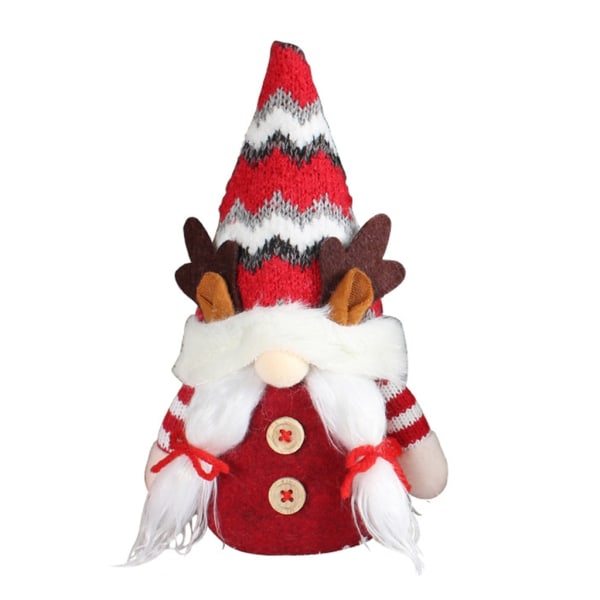 Rudolph-tema julehjortgevirhatt Ansiktsløs dukke Unik gave til julefeirere