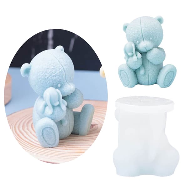 Silikoneform 3D Bjørn Lysforme DIY Lerbageforme Dyreharpiksforme