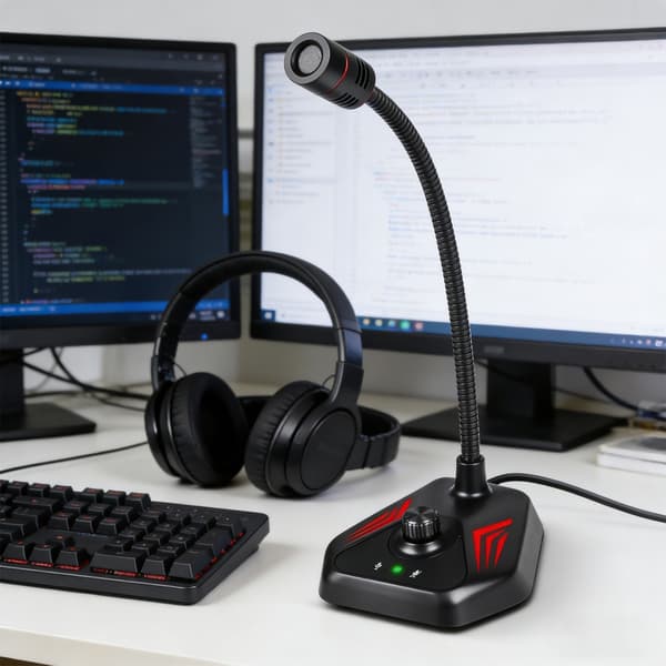 Høysensitiv USB PC-mikrofon med dynamisk lys forbedrer lyden