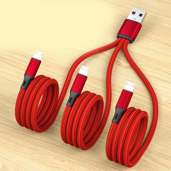 USB2.0 Typ-A Hane till 3 Micro USB Hane Laddningskontakt Laddningskabel Power Adaptersladd 3 i 1 Red 120cm