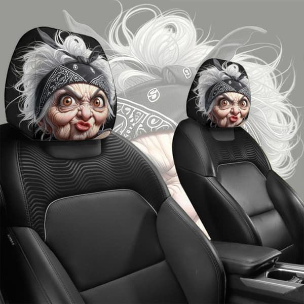 Tecknad Mormor Design Bil Nackkudde Mjuka Polyester Nackstödsskydd 1 Par