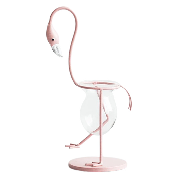 Flamingo Form Glas Bordsskiva Växt Bonsai Vas Metall Blomkruka Bröllop Jul Heminredning Tillbehör 3 typer