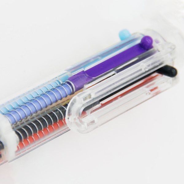 6 stk 6 farger Shuttle Pen 6-i-1 uttrekkbar kulepenn 0,5 mm flerfarget penn