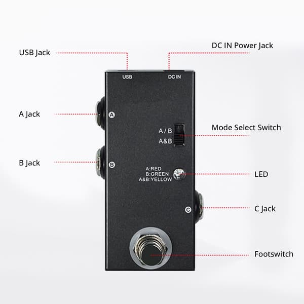 True Bypass Effektpedal för Elgitarr ABY Linjeväljare AB-switchar