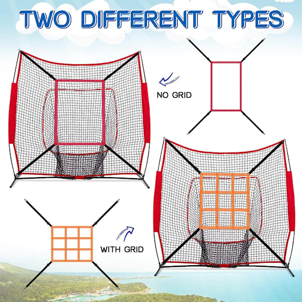 Hitting Batting Catching Pitching, Baseball Treningsnett Softball Treningsnett Red 1 grid target net