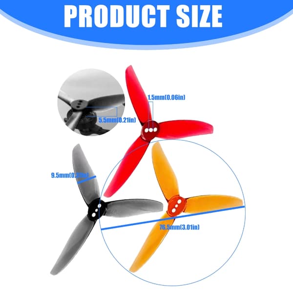 Lille Bladpropel 3 Tommer Propeller Plastik til Hurricane3020