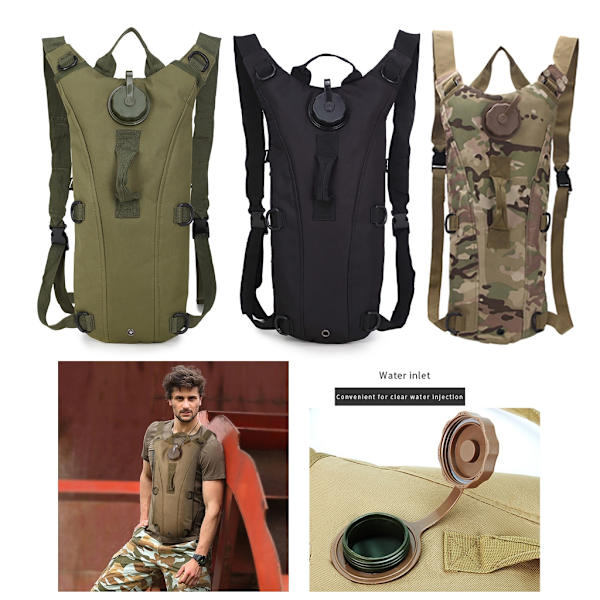 Nylon Vannpose Ryggsekk Taktisk Hydrering Ryggsekk Stor Kapasitet Vann Ryggsekk Camouflage