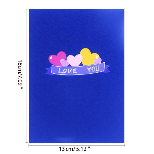I Love You Heart 3D för Pop Up-kort Mors Alla hjärtans dag-kort Happy Anniversa Blue