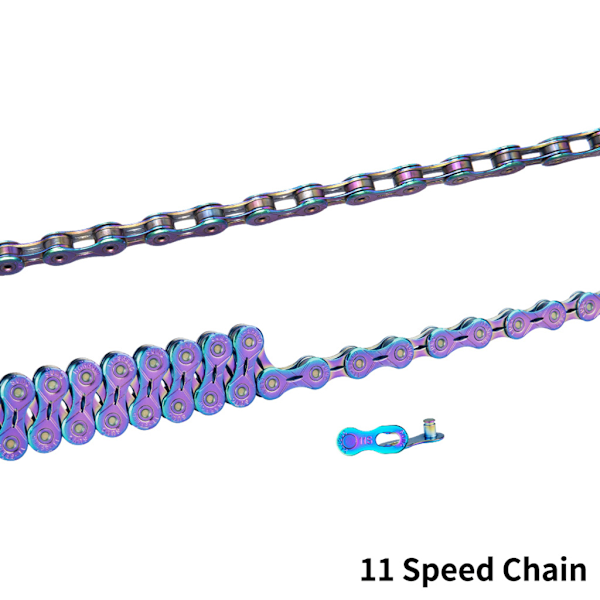 Regnbue Farverig 11 Hastighed Cykelkæde Halv Fuld Hul Bjerg Vejcykel Del Tilbehør 116 Links til Campagnolo Half hollow