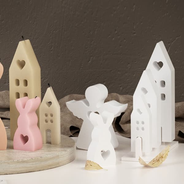 3 Stykker Hus Duftlys Form DIY Epoxy Resin Former Hus Silikoneform