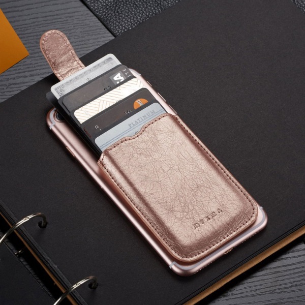 Plånbokskortsväska i PU-läder Självhäftande hållare för case klistermärke för mobiltelefon Black