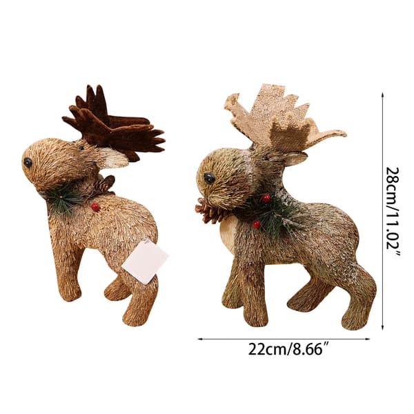 Halm Vævet Jule Elg Ornament Simulation Dyr Figur Håndlavet