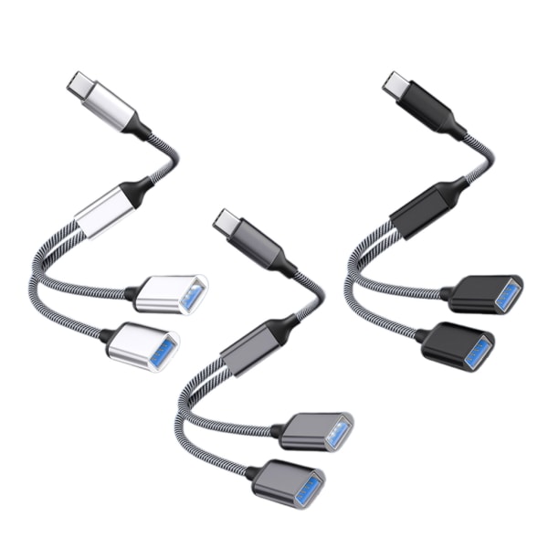 USB splitterkabel, typ C hane till 2 honor förlängningssladdkontakt, USB port Hub Data & Laddare Power Split Adapter Black