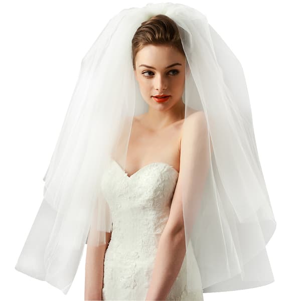 Tyll Bröllopsklänning Veils Fluffy Mesh Vit Multi Brudhår Veil Kam Br
