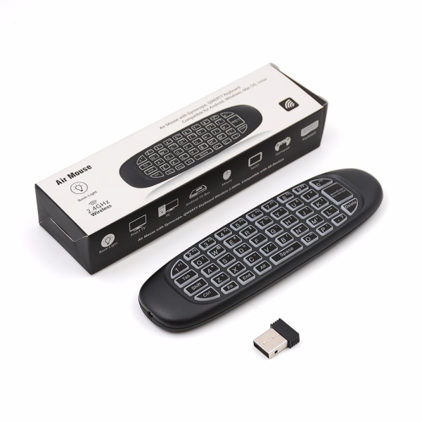 C120 Air Mouse Mini Keyboard Trådløs fjernbetjening 2.4G Fly Mouse Baggrundslys Genopladelig til Android til Smart TV Box