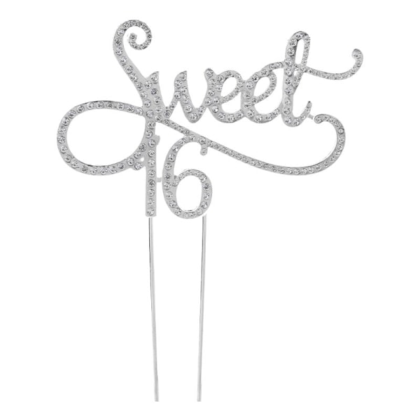Sweet 16 Cake Topper 16-vuotissyntymäpäiväjuhlien teemat tekojalokivikoristukseen A