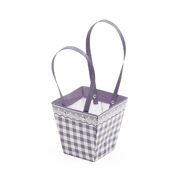 Farverig foldbar blomsterpose med håndtag Bærbar vandtæt papiremballagepose til at bære friske blomster Håndlavet buketkurv