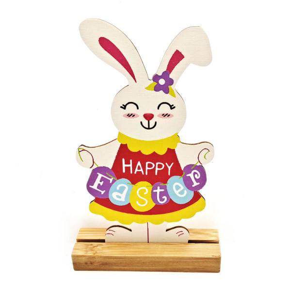 Malet træ påske Gnome Desktop Ornament Sød Bunny Kanin Dekoration Glad påske Festartikler Borddekoration Håndværksgaver