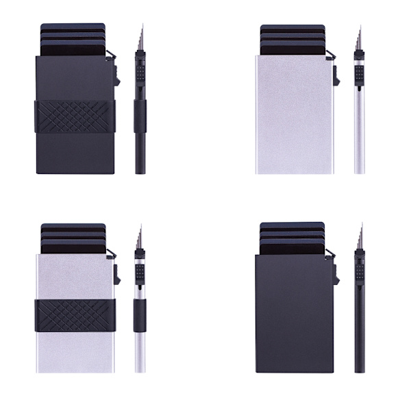 Slank Pung Business Pocket Pung til Mænd Aluminium Pung Pung Silver with bandage