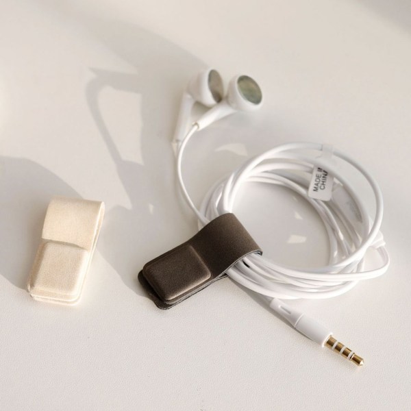 Läderkabelband Hörlurssladd Organizer Magnetisk USB sladdhållare Winder Brown
