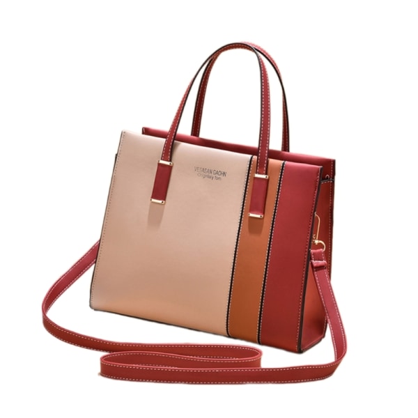 Lladies Crossbody axelväska Color Block Shouder Bag Handväska Red