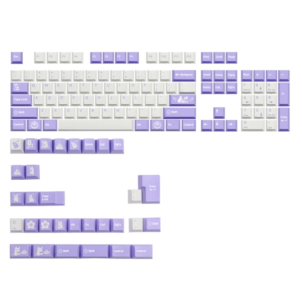 135 for Nøgle/sæt Kanin-tema PBT Farvestof Subbed Keycaps For MX Switch Mekanisk Keyboard Keycap Cherry Profile Japanese Eng