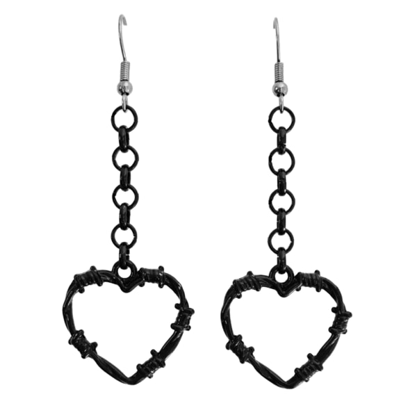 Gotiska svarta smycken taggtråd hjärta Choker halsband örhängen festsmycken null - 2