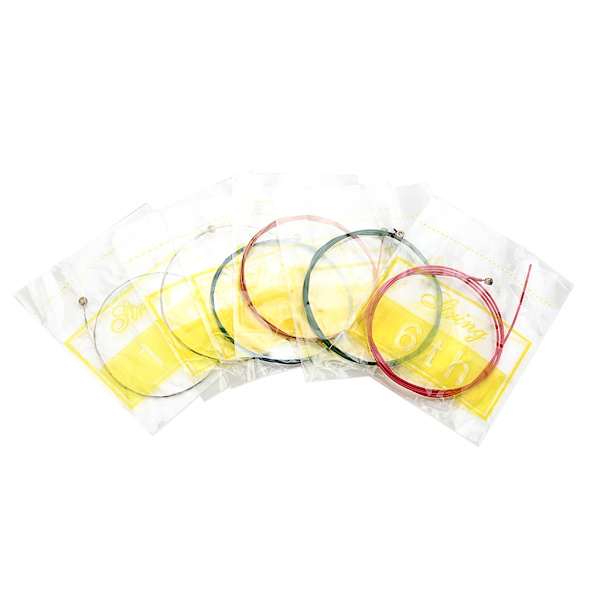 Sæt med 6 stk. guitarstrenge i forskellige farver - Multi-Color Strings Pack