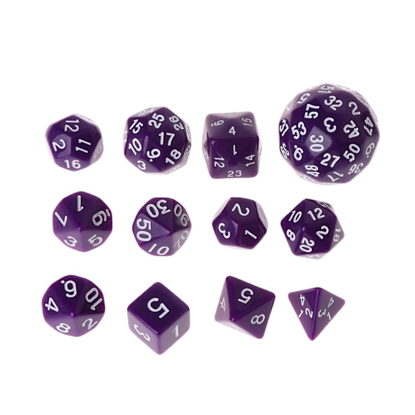 12 st/set flersidig polyhedral tärning D4 D6 D8 D10 D12 D20 D24 D30 D60 Dungeons Purple