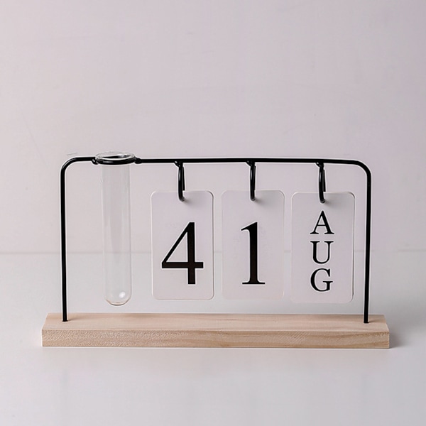 Skrivebords Evighedskalender Binder Nedtællingskalender med Træstativ Skrivebords Ornament Black