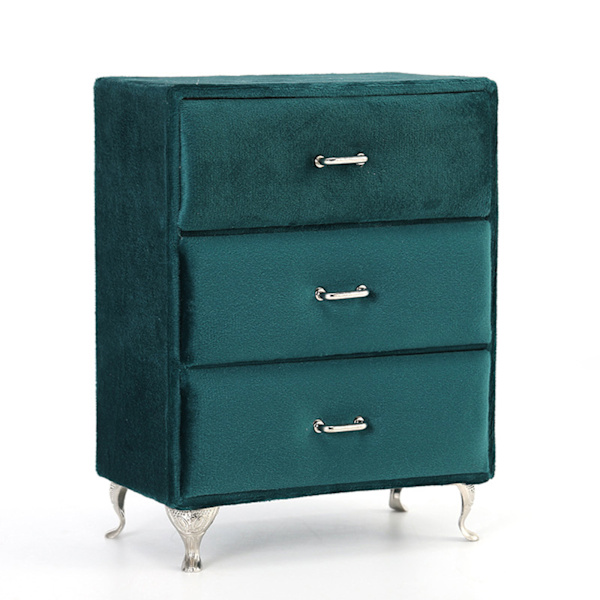 Grön sammetssoffa Smycken Display Box Förvaring för Case Organizer Hållare