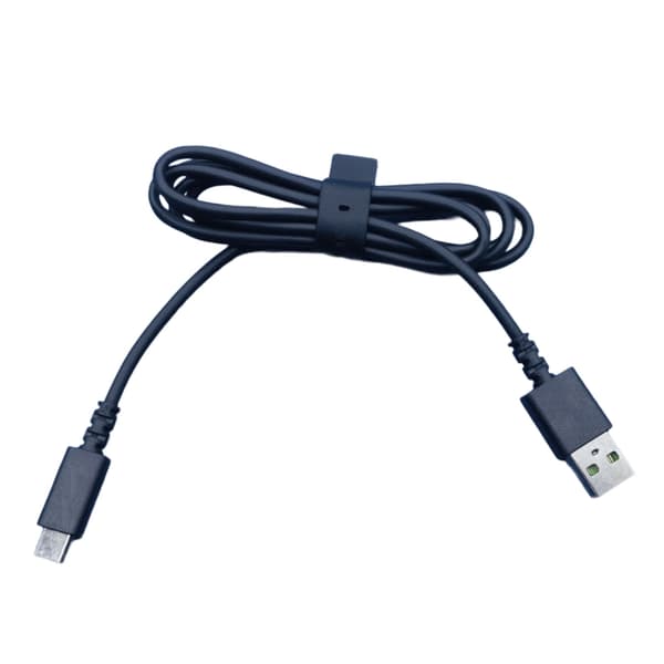 Svart USB-A til C-port ladekabel, erstatningsledning