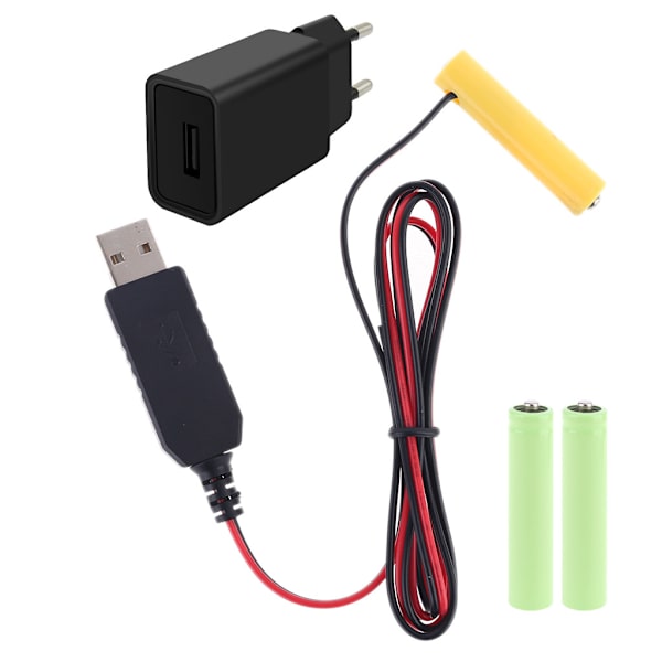 LR03 AAA batterieliminator EU-stik Strømforsyningskabel Udskift 1 til 4 stk AAA-batteri til elektrisk legetøj lommelygte ur