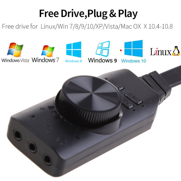 GS3 Virtuelt 7.1 Kanals Lydkort Adapter USB Audio 3.5mm Headset til Notebook