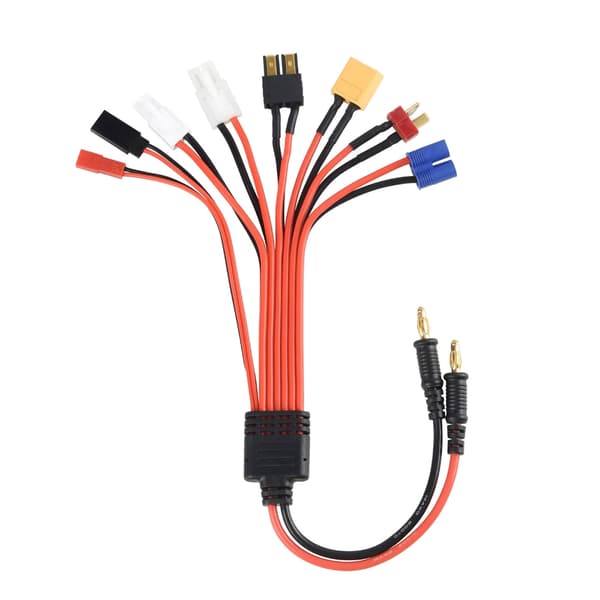Universal 1 til 8 Adapterkabel Bananplugger til FUTABA, EC3, XT60 Splitterledning