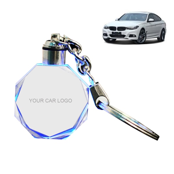 Män lysande nyckelring Crystal Light Changing Snygg logotyp Bilnyckelring för bilar för nyckeltillbehör